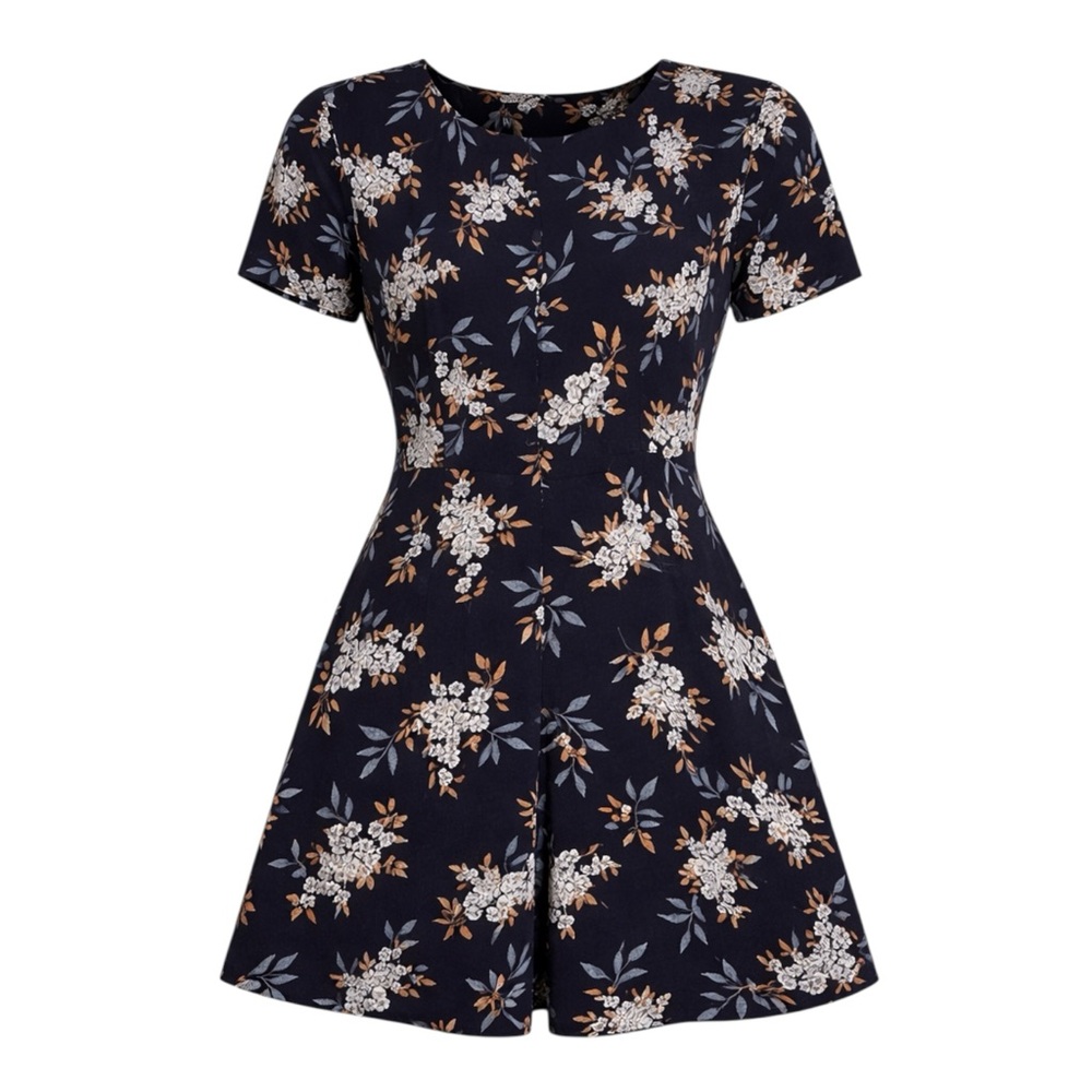 Vintage Westport Ltd. Floral Fit & Flare Romper Skort Size 10 Black Blue